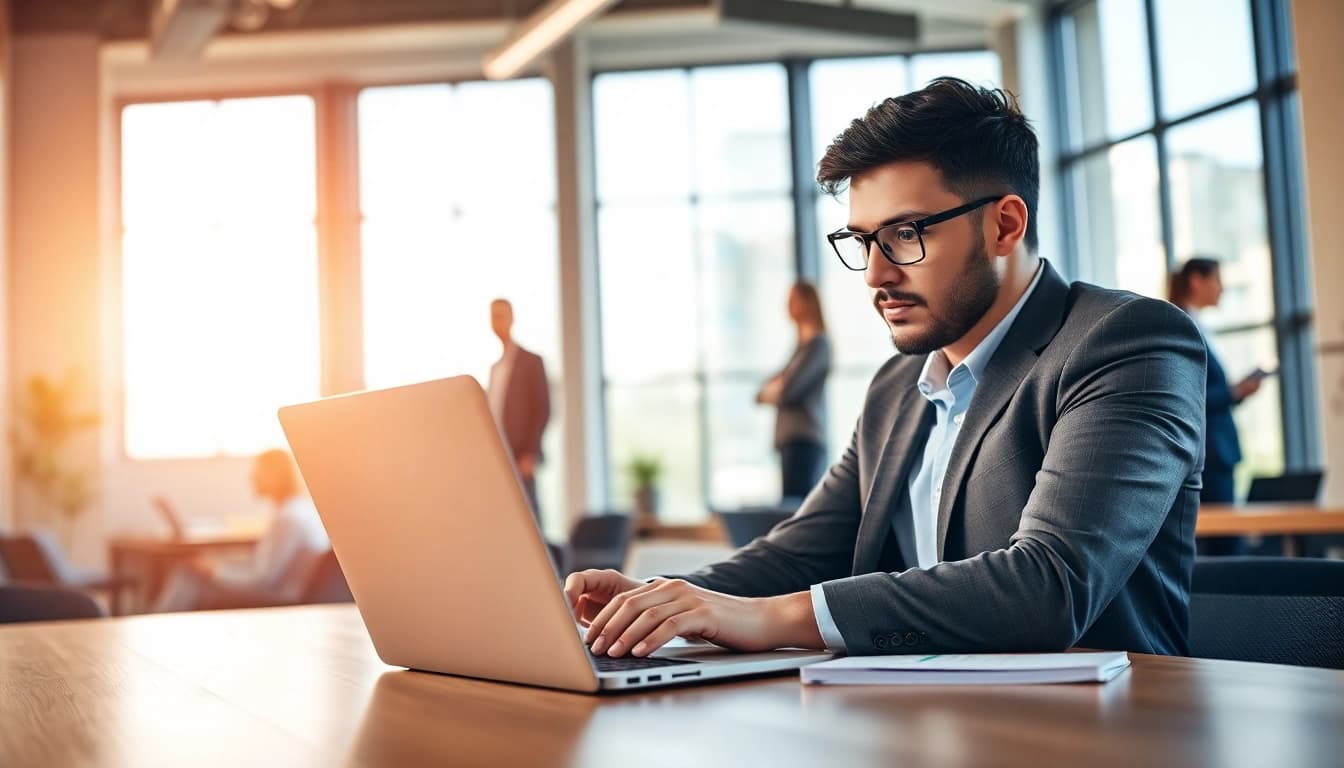 Headhunter IT consulting in a professional office environment with team discussions.
