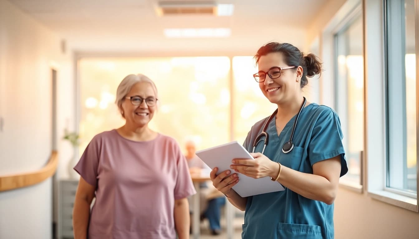 Aktive Pflegekräfte während der Personalgewinnung in der Pflege; eine engagierte Szene, die zugewandte Teamarbeit zeigt.
