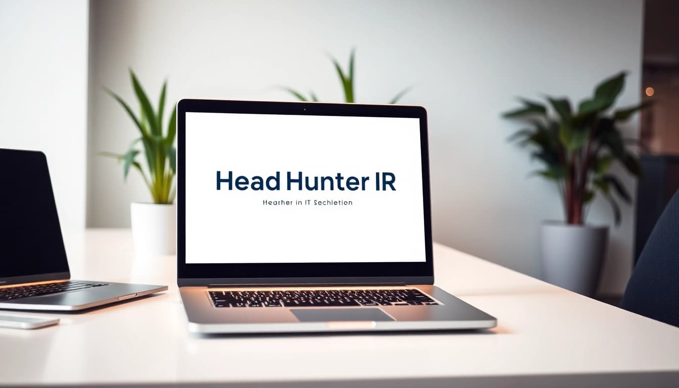 Ergebnisse von Headhunter IT auf einem Laptop in einem modernen Büro.