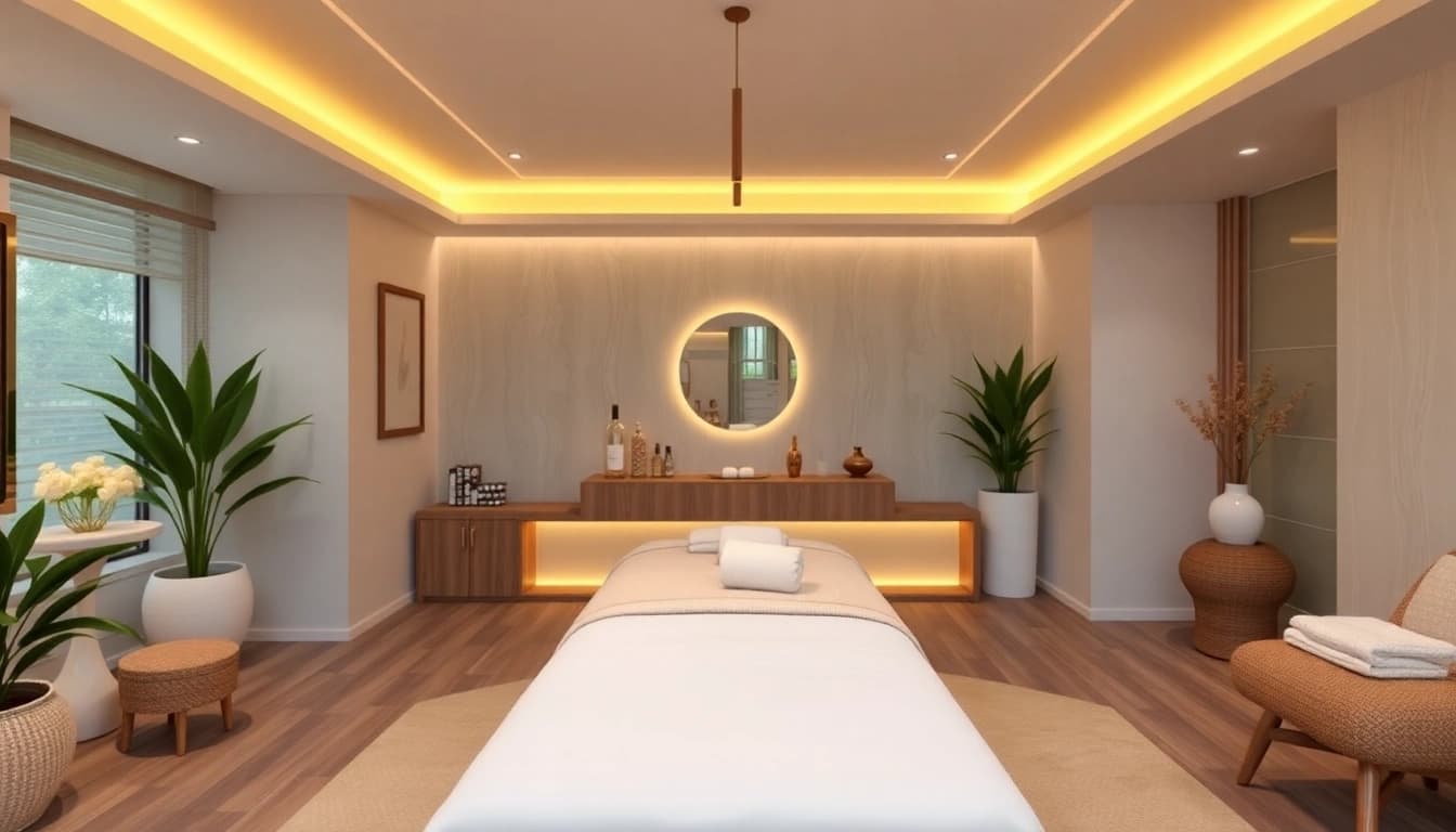 Entspannung auf einer hochwertigen wellness massageliege in einem stilvollen Spa.