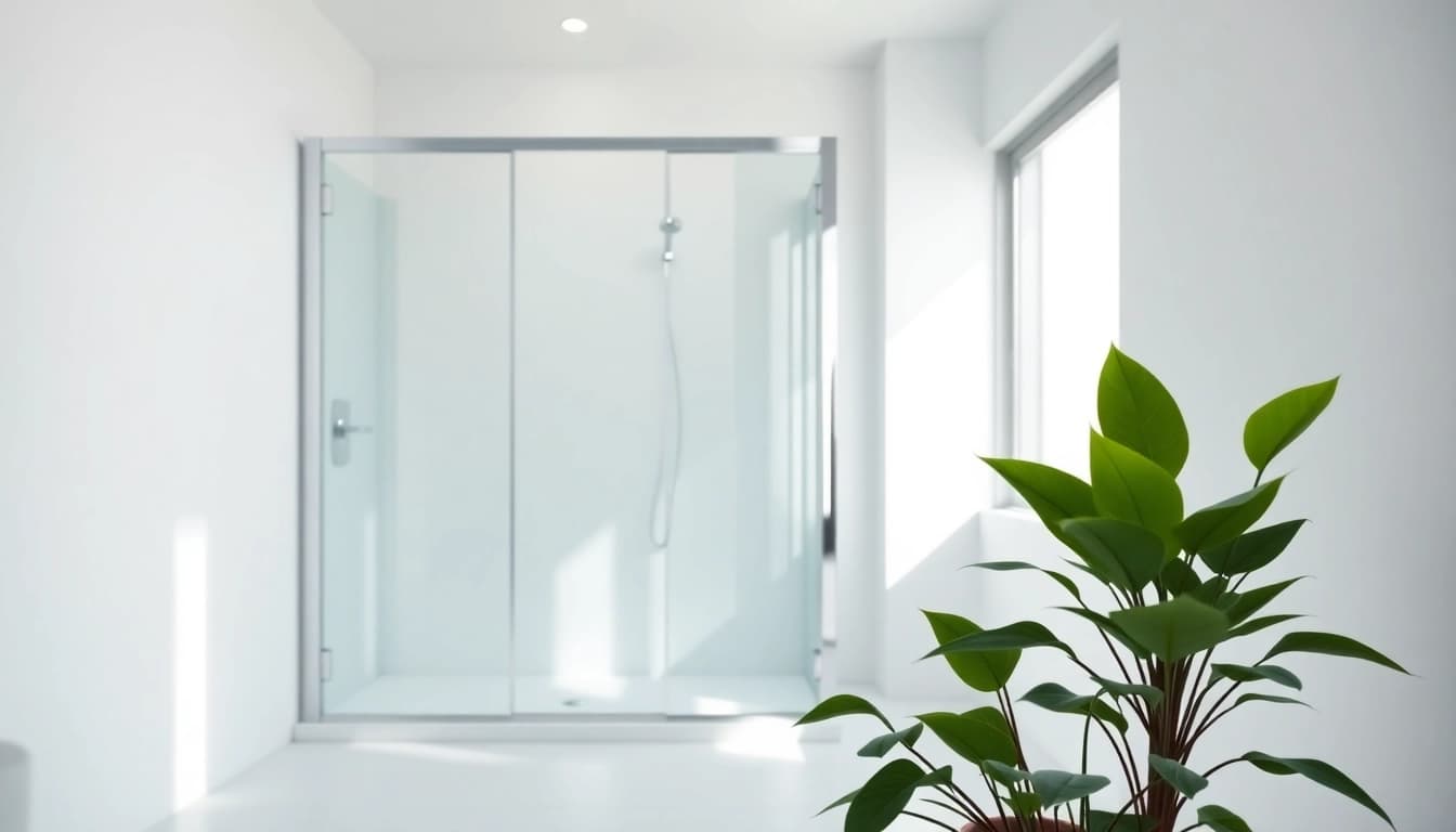 Dusche 100x100 mit modernem Design und eleganten Glasdetails in stilvollem Badezimmer.