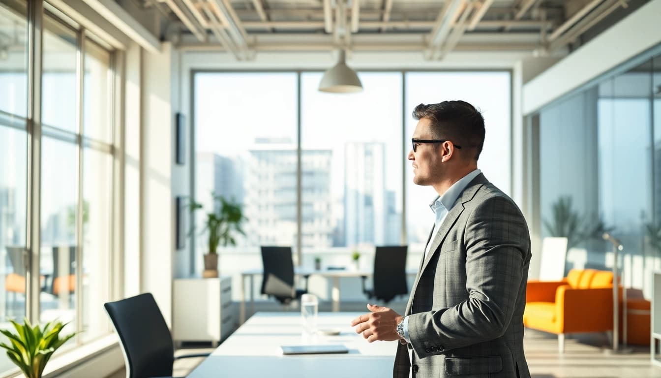 Professioneller Headhunter Sales im Gespräch mit einem Kandidaten in einem modernen Büro.