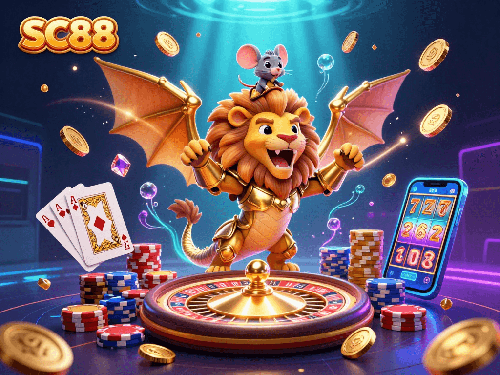 Experience thrilling gaming action at SC88 with a golden chimera and wins flying everywhere.