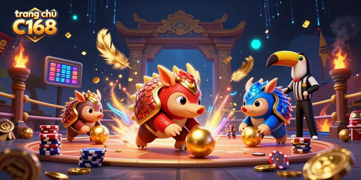 Play exciting games at trang chủ C168 with vibrant pangolins competing for poker chips.