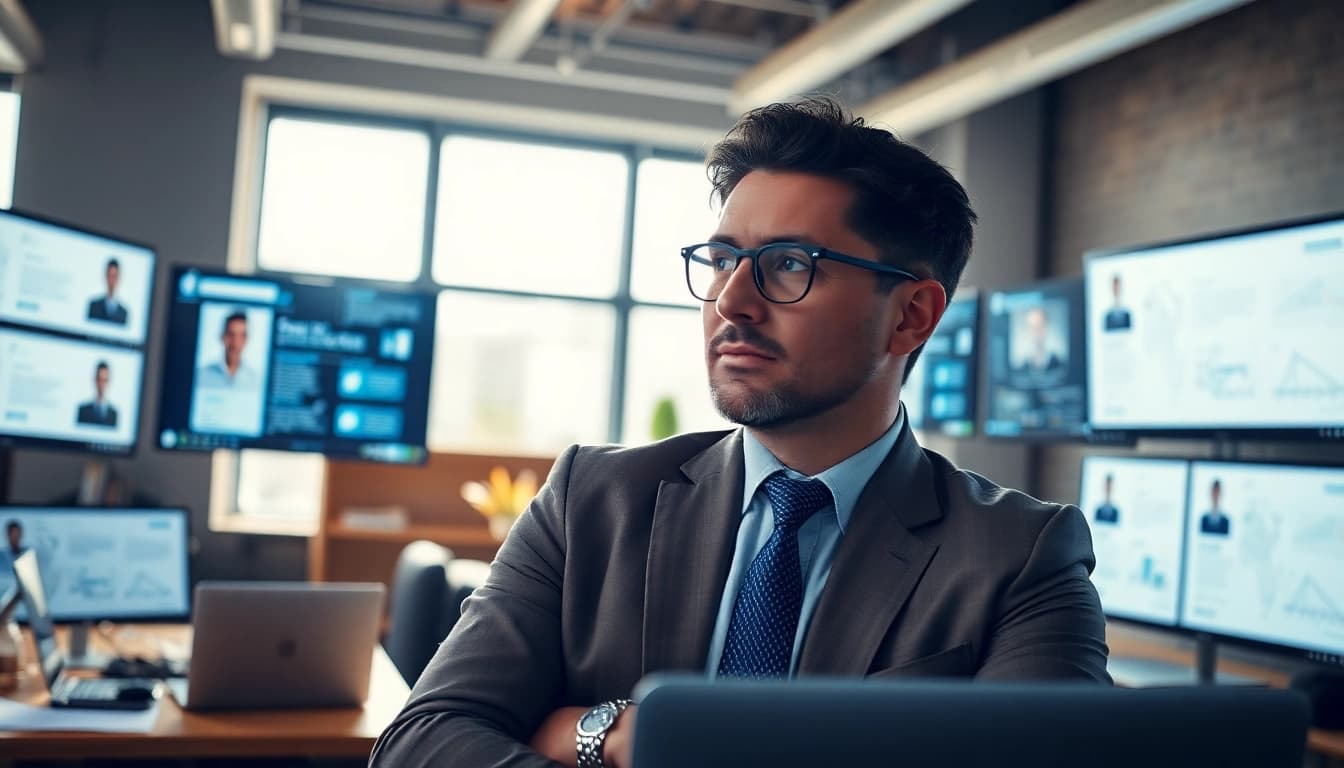Headhunter Ingenieure präsentieren innovative Anwerter-Strategien in einem modernen Büro.