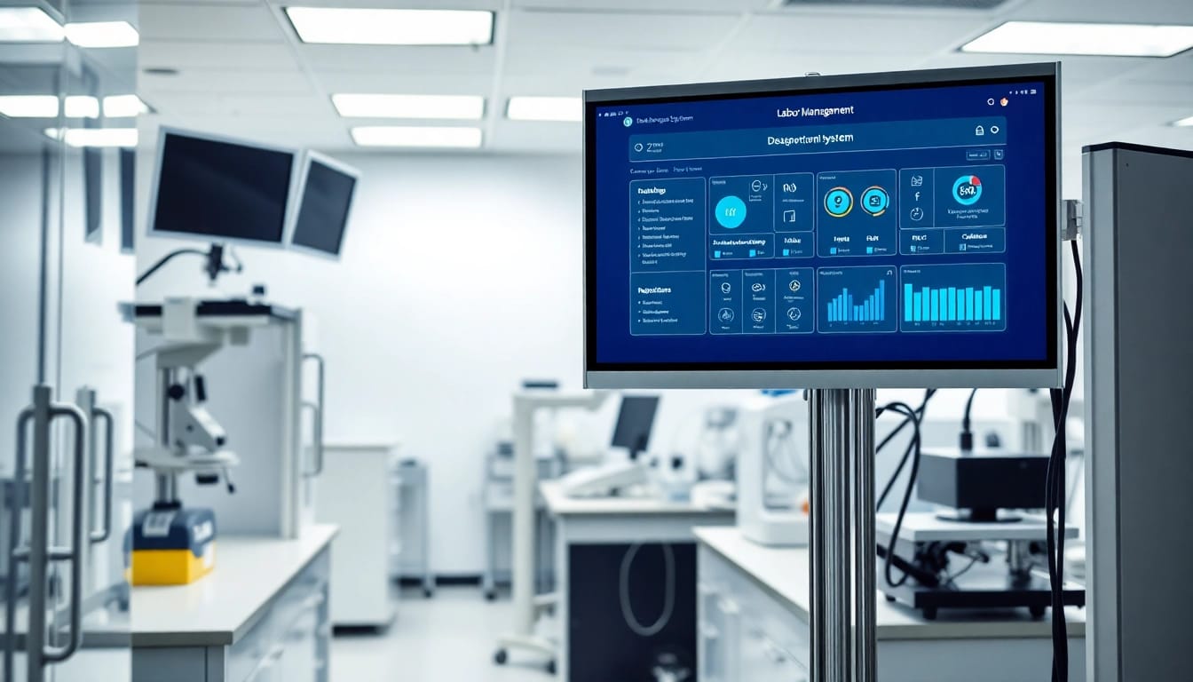 Visualisieren Sie ein Labor Management System in einem professionellen Labor mit modernen Technologien.