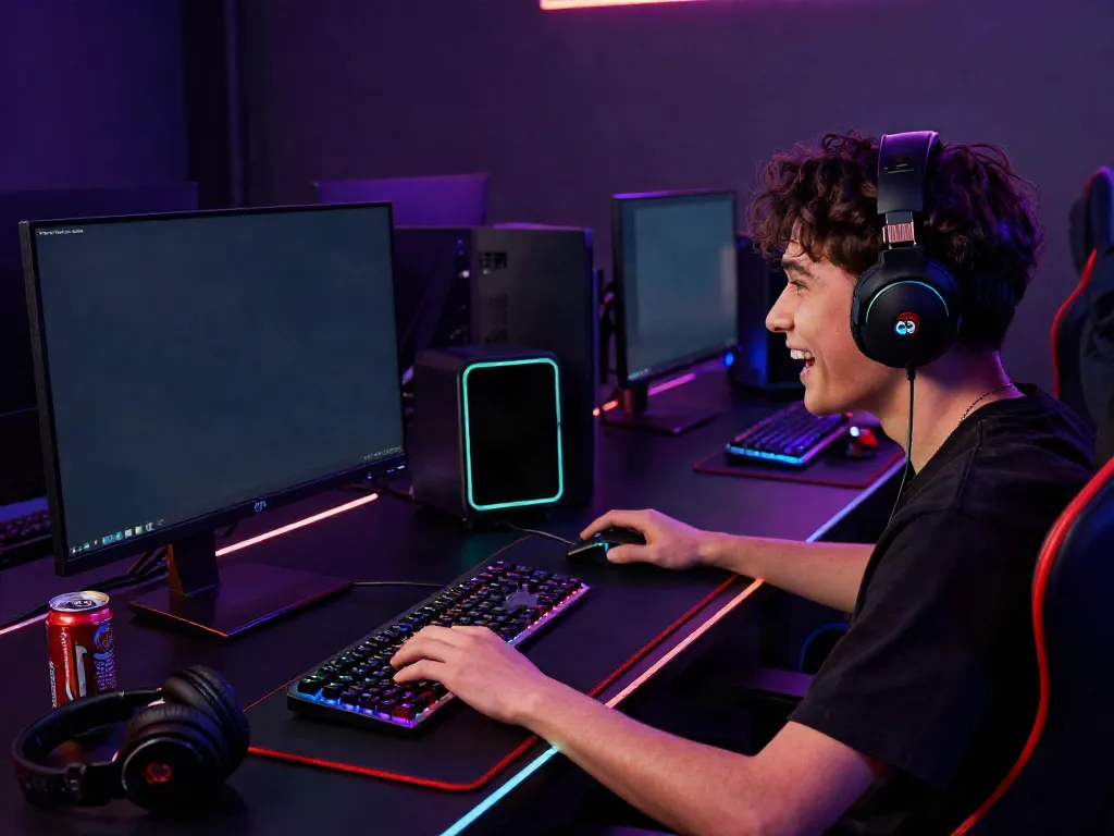 Player immersed in the XO88 online gaming platform with vibrant setup.