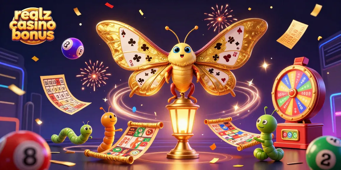 realz Casino Bonus mit bunten Lotteriebällen und einem 3D-Motiv zur Feier des Spiels.