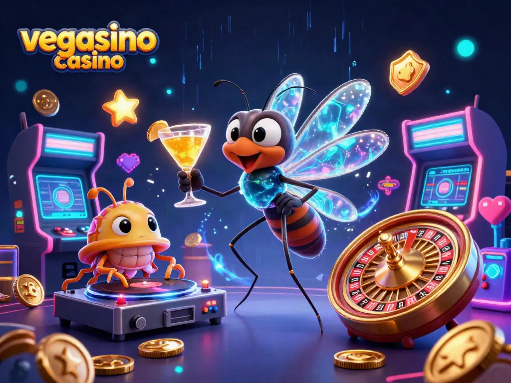 Experience the excitement of vegasino casino with a vibrant 3D illustration featuring interactive gaming elements.