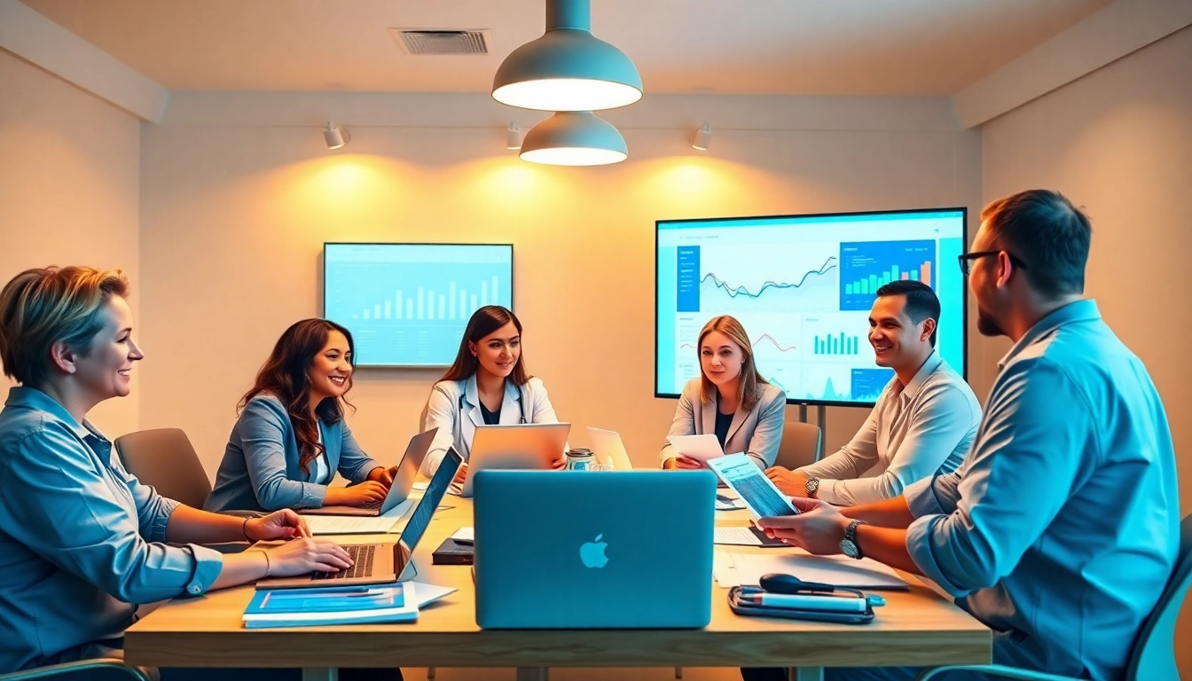 Engage in effective marketing für pflegedienste through collaborative strategies with professionals in a bright room.