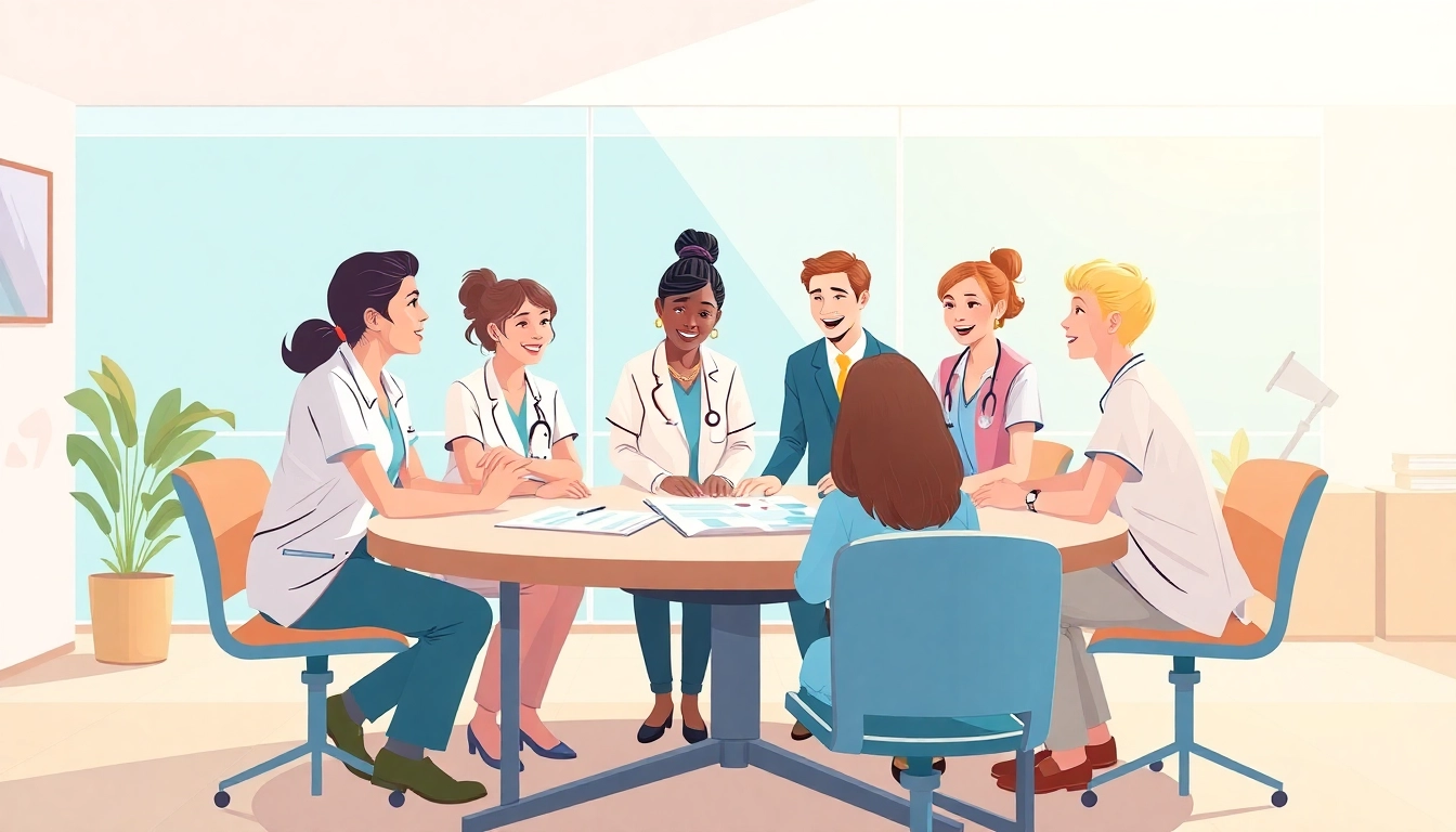 Setting up a pflegedienst gründen with a diverse team in a modern, professional environment.