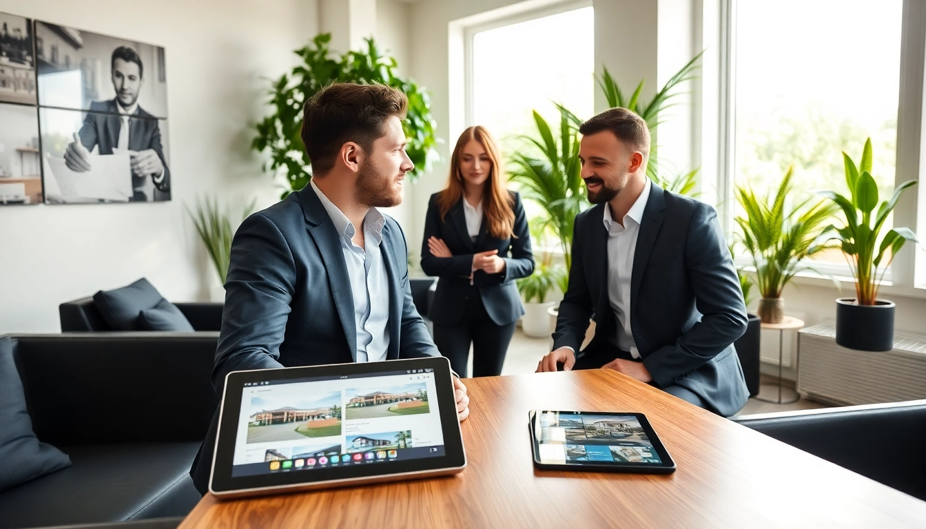 Immobilienmakler Frankfurt Sachsenhausen berät Kunden in einem modernen Büro.
