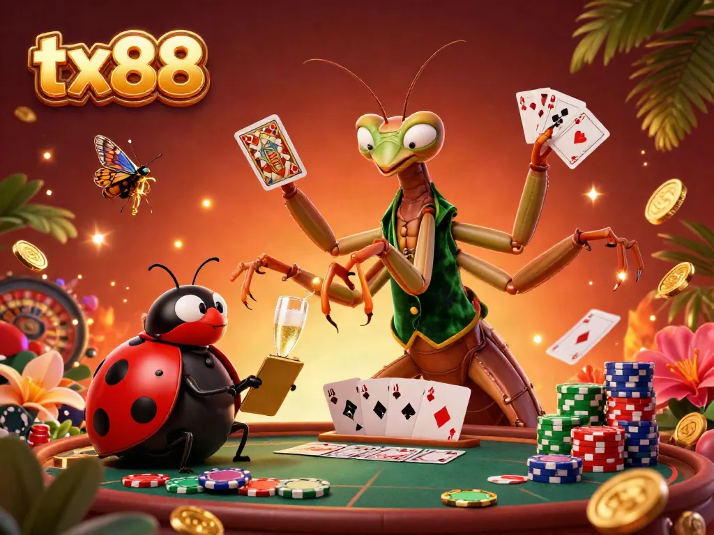 Experience the thrilling world of tx88 with vibrant casino elements and engaging characters in a lively scene.