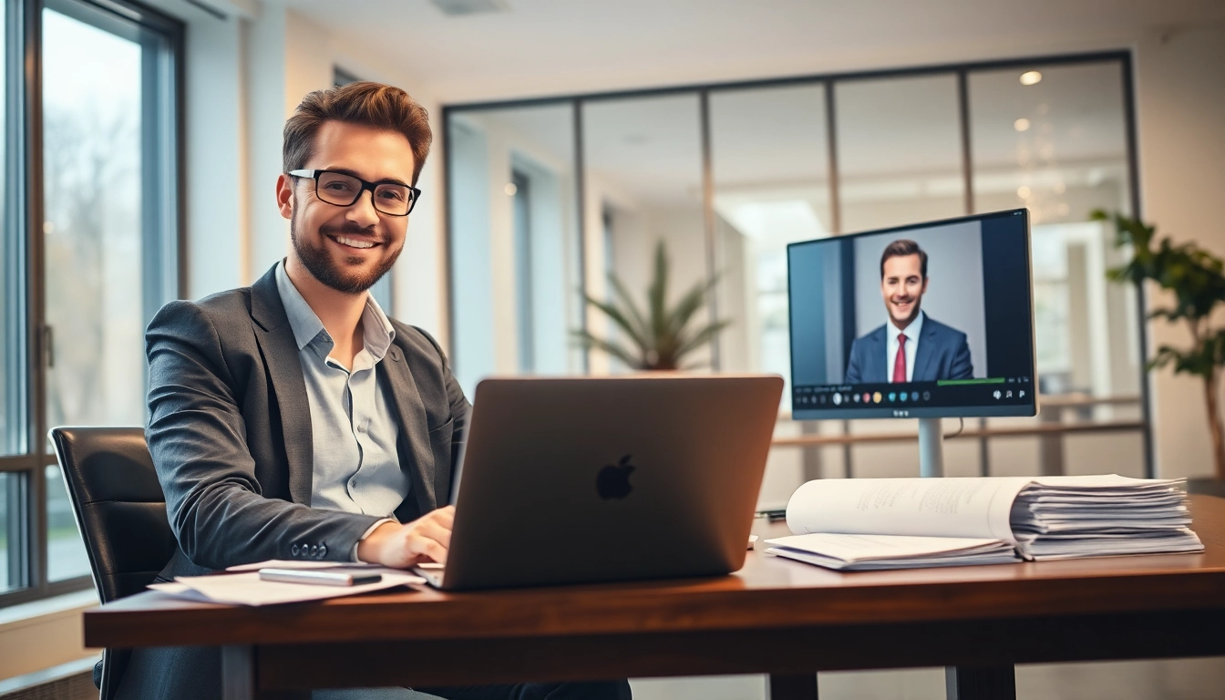 Headhunter Pflegekräfte unterstützt Kandidaten in modernem Büro.