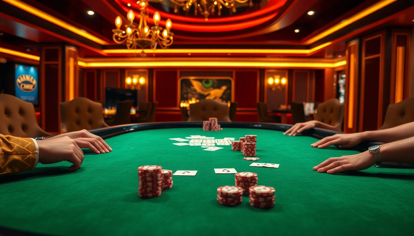 Experience Vao luoi tv excitement at a professional poker table showcasing chips and cards.