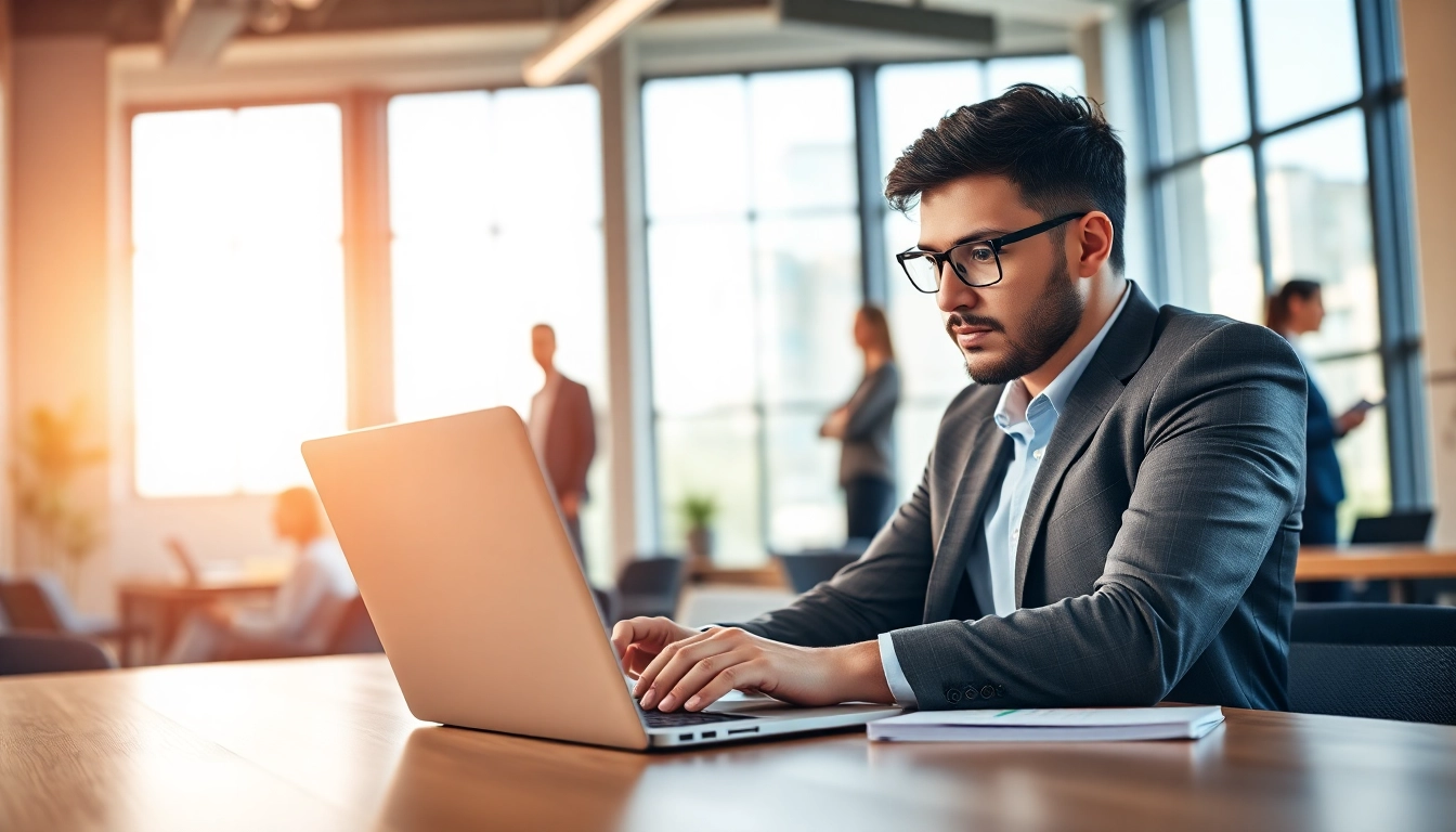 Headhunter IT consulting in a professional office environment with team discussions.