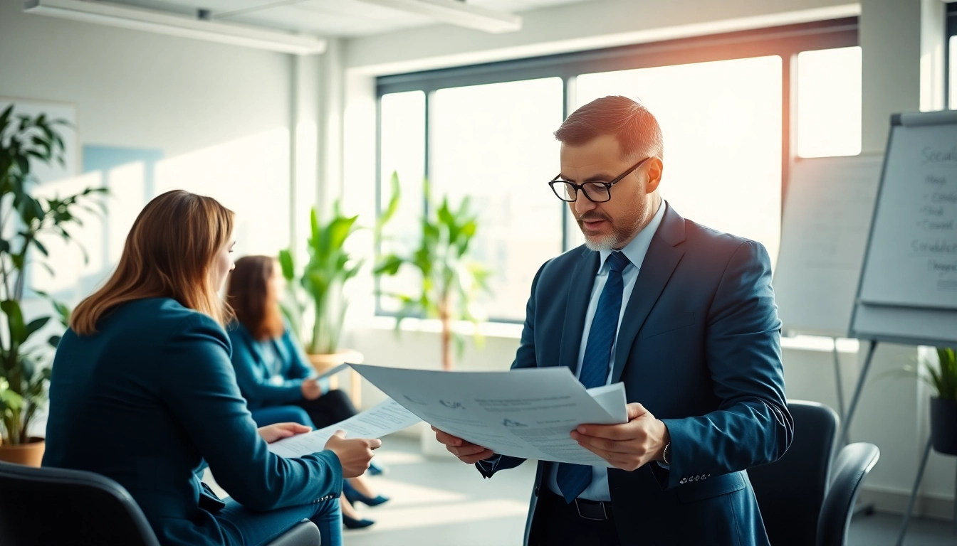 Headhunter IT bearbeitet Lebensläufe und führt Interviews in einem modernen Büro.