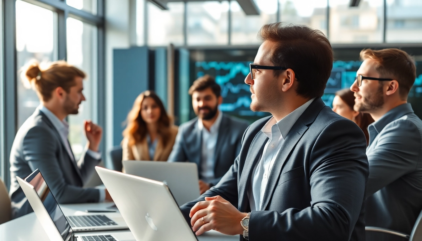 Headhunter IT engagiert mit IT-Professionals in einem modernen Büroumfeld