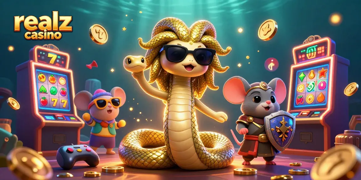 Experience the excitement of realz casino with vibrant illustrations of games and characters.
