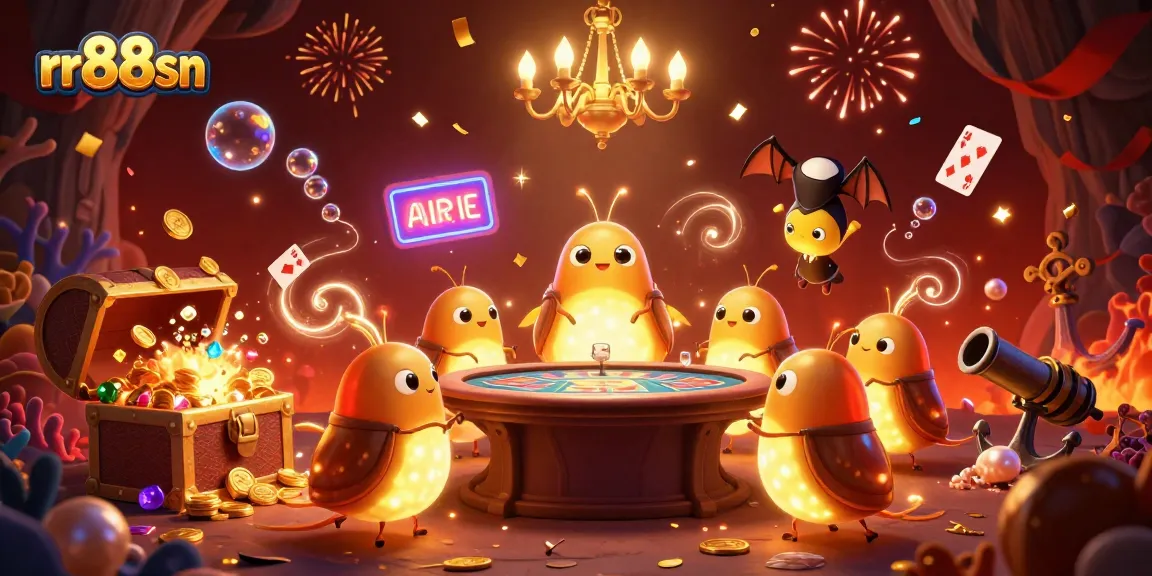 Experience vibrant excitement at rr88sn’s dynamic cave casino with glowing elements and a bat dealer